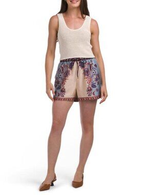 HOUSE OF HARLOW 1960 2pc Sweater Top And Satin Printed Shorts Set